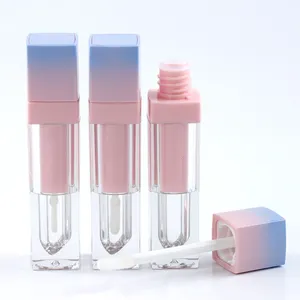 luxury Square Clear Plastic Flat Lip Gloss tube /Cosmetic Lip Care Tube For Lip Care