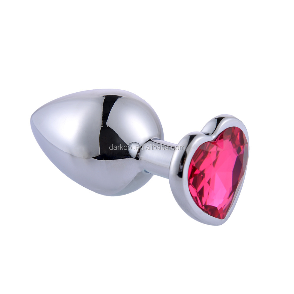 Heart Shaped Stainless Steel Anal Butt Plug with Rhinestones