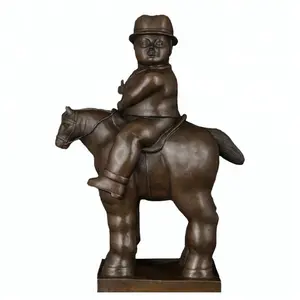 ünlü klasik heykeller Suppliers-DS-288 ünlü bronz orlinski heykel Betro heykeli soyut şişman beyefendi sürme at bronz heykel ve heykelcik klasik