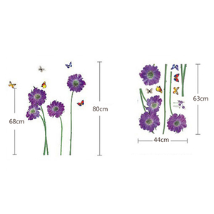 Decoración <span class=keywords><strong>casera</strong></span> elegante púrpura flores a prueba de <span class=keywords><strong>agua</strong></span> etiqueta de la pared - Product Image 6