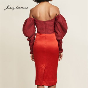 Personnalisé dames dos nu arc sans bretelles de douille de souffle rouge <span class=keywords><strong>mi</strong></span>-longueur <span class=keywords><strong>robe</strong></span> droite - Product Image 2
