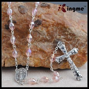 Venta al por mayor de rosarios con cristal rosa, cuentas de rosarios romanos y romanos - Product Image 3