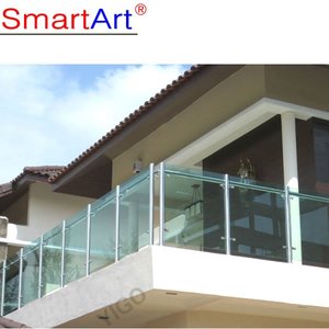 Balustrade moderne <span class=keywords><strong>en</strong></span> <span class=keywords><strong>acier</strong></span> <span class=keywords><strong>inoxydable</strong></span> et <span class=keywords><strong>acier</strong></span> au carbone avec verre trempé résistant à l'eau pour villa, avec caches-embouts - Product Image 4