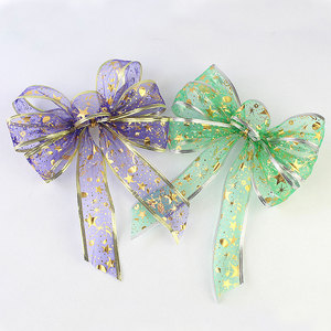 Tren baru pita hias Natal Organza pita bermata-kawat berkilau pita dekorasi elegan untuk dekorasi perayaan - Product Image 1