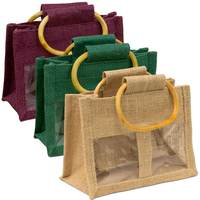 Commercio All'ingrosso Su Ordinazione Promozionale Due Tono Piccolo Iuta Nozze Tote Bag Regalo Borse