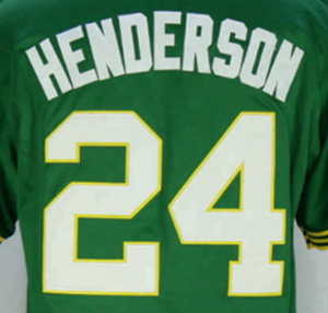 Personalizado Rickey Henderson #24 verde mejor calidad cosido <span class=keywords><strong>Jersey</strong></span> de béisbol