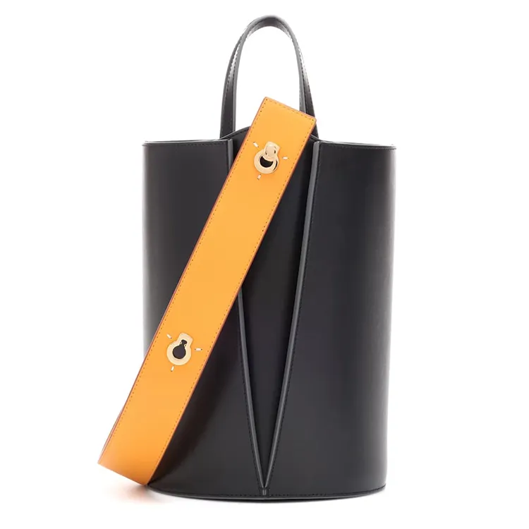 Personalizzato rotondo nero vegan cilindro di cuoio donne benna trasporto libero del sacchetto di mano delle signore del tote della borsa