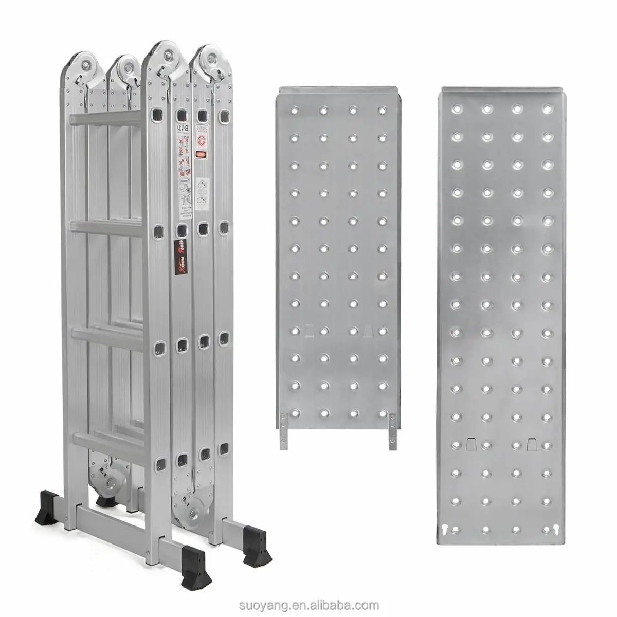 Escalera plegable de aluminio multifuncional para loft, cable de aluminio EN131