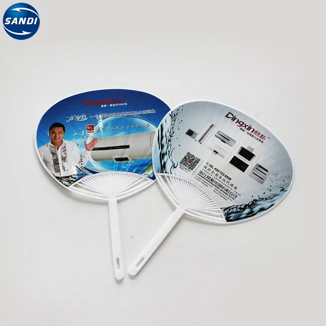Custom promotional round plastic fan with logo