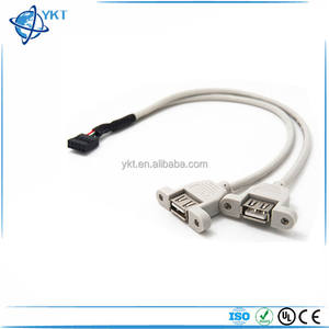 PC حالة الداخلية 9Pin 9P USB الإناث إلى ثنائي <span class=keywords><strong>2</strong></span> ميناء USB <span class=keywords><strong>2</strong></span>.0 الأنثى المسمار قفل كابل تركيب اللوحة - Product Image 1