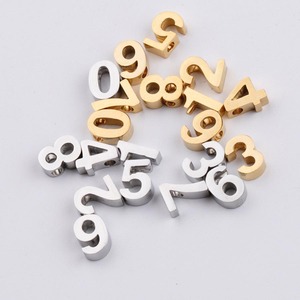 2019 nueva moda altamente pulido 3*8mm Cuentas pequeñas número 0-9 chapado en oro DIY encantos para la fabricación de la joyería - Product Image 3