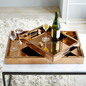 Hot Sale Perfume <strong>Vanity</strong> <strong>Tray</strong> Sets Glass Mirrored Ottoman <strong>Tray</strong> - Product Image 6