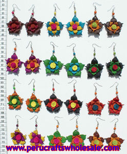 Pendientes de gota de flor de cuero coloridos hechos a mano varios patrones gran material de aleación al por mayor regalos de joyería de moda - Product Image 2