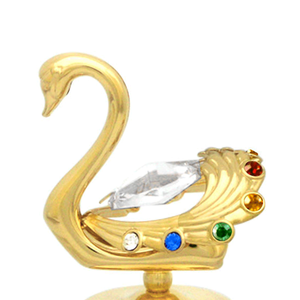 Crystocraft High Quality Gold Plated Swan Figurine with Brilliant Cut <b>Crystals</b> 4.3x5.3cm European Wedding Favor Souvenir Gift - Product Image 2