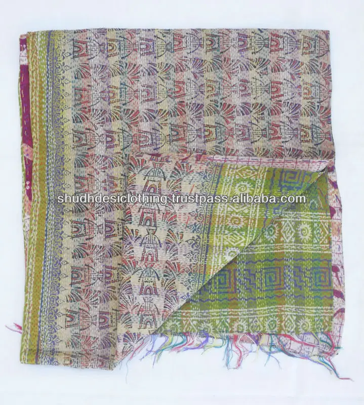 Écharpes/étoles vintage en soie, vêtements Amazon sari kantha