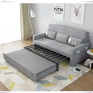 Sofa Lipat Modern, Kain Furnitur Siang Hari dengan Penyimpanan Mekanisme Bunk Lipat Sudut Sofa Kasur