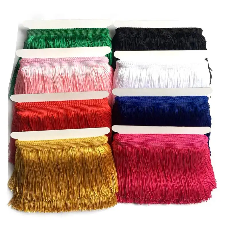 wholesale 4 INCH polyester SINGLE STRAND chainette Fringe Tassel Trim for Dress Decoration; RAYON FRINGE FOR DRESS