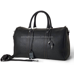 Fabricante de bolsa de viaje de cuero de buena calidad/bolsa de lona negra de estilo simplificado - Product Image 1