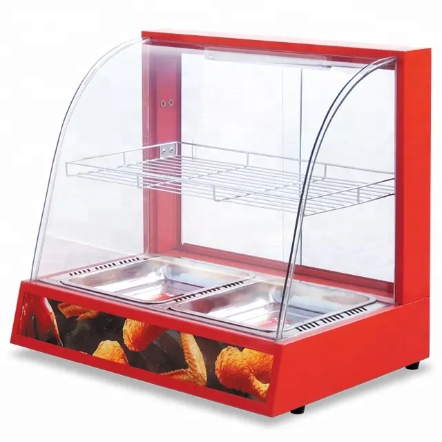 CE Approved Electric Glass cake Showcase Snack Food Warmer for Fried Chicken and Chips