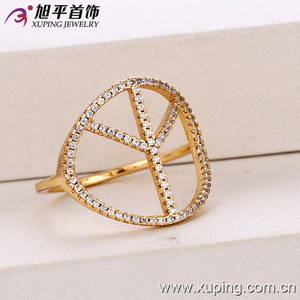 12769 Xuping 18k color <span class=keywords><strong>oro</strong></span> salvaje anillo retro signo de la paz con micro estrás blancos para mujeres - Product Image 1
