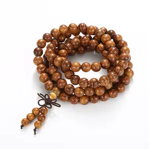 Mala Beads Bracelet 108pcs 8mm Prayer Meditation Sandalwood Elastic Bracelet