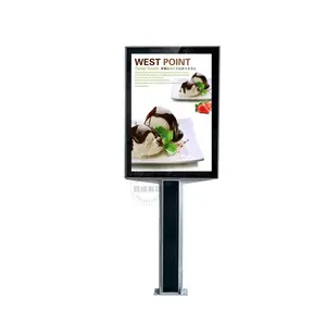 Impermeable cartel mupi de marco de aluminio de pie al aire libre led de desplazamiento caja de luz para publicidad