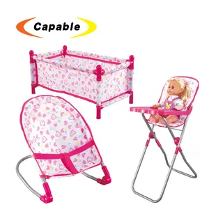 Búp Bê 14 Inch Với Giường Chơi Búp Bê Ghế Bập Bênh Và Ghế Ăn Cho Bé Gái Quà Tặng Trò Chơi Nhập Vai