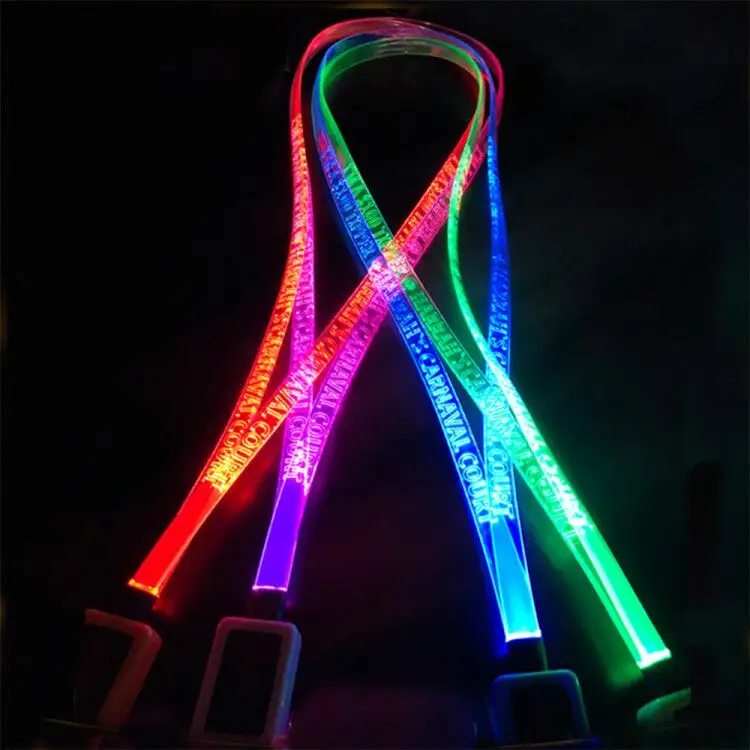 Eco-friendly Promotional Flat TPU Glow Led Flashing Lanyard