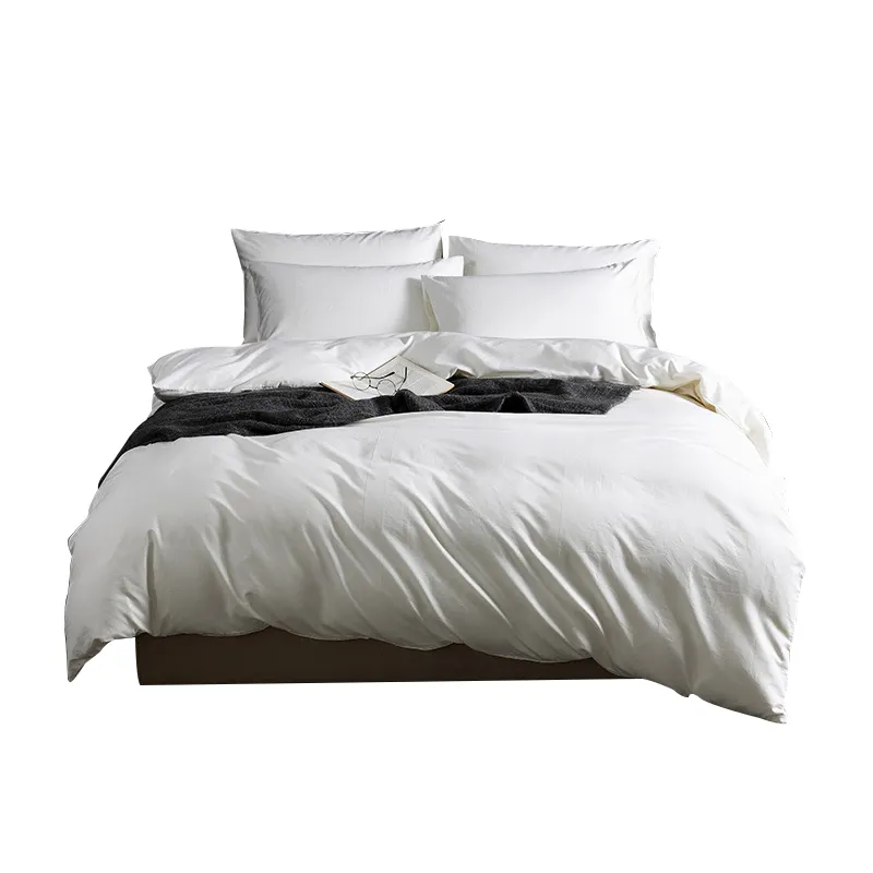60 s t400 100% katoen effen kleur luxe beddengoed sets goede kwaliteit lange nietje katoen bed sets laken