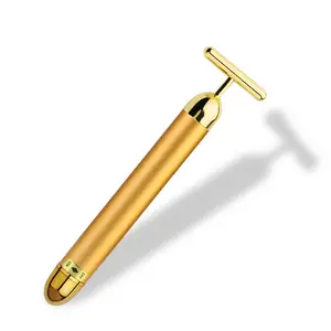 Mini 24K Gold Essence Anti-aging Vibration Pulse Body Lifting Massager Firming Skin Care Face-lifting T-shaped Beauty Stick