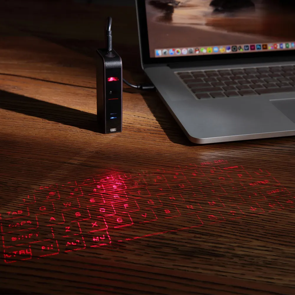 مصنع رخيصة الثمن وظيفة الماوس المحمول الأشعة تحت الحمراء الافتراضي جهاز عرض ليزر لوحة المفاتيح لأجهزة الكمبيوتر المحمول
