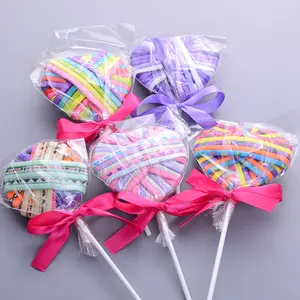 Wholesale best selling Cute baby girls elastic hair band sweet and lovely printed lollipop shaped elastic hair band