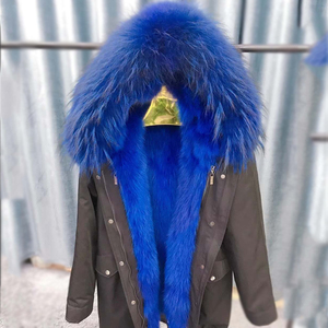 Coloré <span class=keywords><strong>Renard</strong></span> Col Manteau et Fourrure De <span class=keywords><strong>Renard</strong></span> Doublure Amovible À Capuchon Pour La Fourrure Parka - Product Image 4
