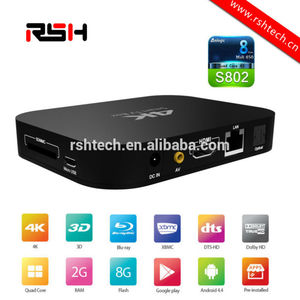 Quad core android smart tv box 4k, 2gb ram. 8gb rom, prend en charge <span class=keywords><strong>le</strong></span> décodage de sortie amlogic s802 4k*2k - Product Image 1