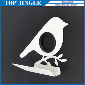 Soporte para cargador de teléfono móvil novedad de metal blanco en forma de pájaro - Product Image 1