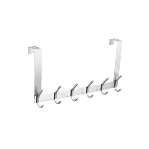 Over the Door <strong>Hook</strong> Horizontal 6 <strong>Hook</strong> Rack Hanger <strong>Towel</strong> and Clothing Hanger Stainless Steel Storage Overdoor <strong>Hook</strong> - Product Image 1