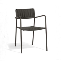 Fauteuil en corde tressée avec cadre en métal, chaise de café empilable d'occasion