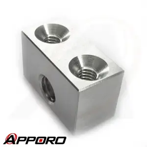 APPORO CNC Milling Manufacturer Stainless Steel 303 Passivation Square Spacer Manifold Countersunk Hole Block