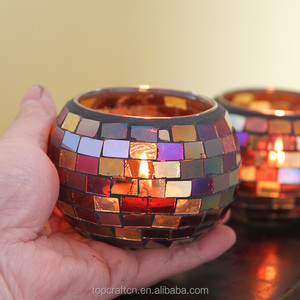 Décorations Diwali en gros, petits bougeoirs fabriqués en Chine, lampe en verre mosaïque, ensemble de dîner aux chandelles - Product Image 6