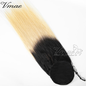 VMAE ผมตรงบริสุทธิ์อินเดีย1B/613สีบลอนด์ผสมสองสี Ombre Drawstring หางม้าด้วยหวีผมมนุษย์หนึ่งผู้บริจาค