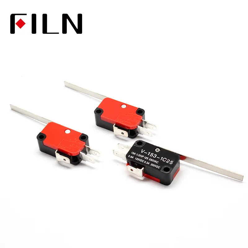Interruptor de límite de V-153-1C25, Micro interruptor SPDT de tipo palanca de bisagra larga y recta para dispositivos electrónicos de medición