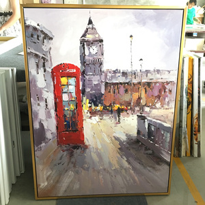 Toile d'art en gros pour hôtels, paysage urbain, art mural <span class=keywords><strong>abstrait</strong></span>, <span class=keywords><strong>peinture</strong></span> à l'huile moderne sur toile de bâtiment - Product Image 5