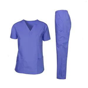 طقم زي موحد للتمريض من القماش المنسوج مقاس كبير جاكيت مقشر وقفص - Product Image 1