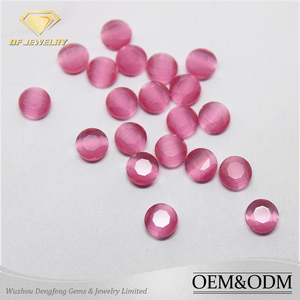 Fábrica al por mayor de calidad AAA rosa color de la forma redonda de piedra de ojo de gato sintética - Product Image 1
