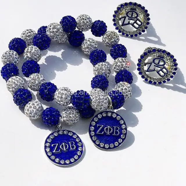 Blauwe Clear Steentjes Kralen Armband Zeta Ring Set