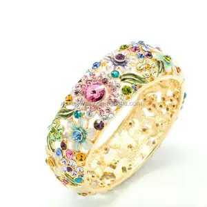 Customized Gold plated Italian floral enamel costume jewelry ring