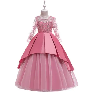 China Clothing Manufacturers New Summer Children Frocks Designs Wedding Party Girls Long Dress LP-233