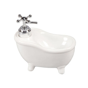 <strong>Ceramic</strong> Bathtub Design <strong>Soap</strong> <strong>Dish</strong> and Dispenser for Kitchen/Bath Use - Product Image 1