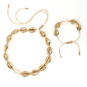 Trendy oro shell collana lunga collana di conchiglie set - Product Image 5
