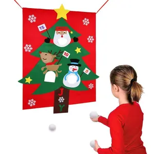 Hanging Felt Santa Bean Bag Toss Game with 3pcs Snowballs Fun Christmas Party Games for Kids